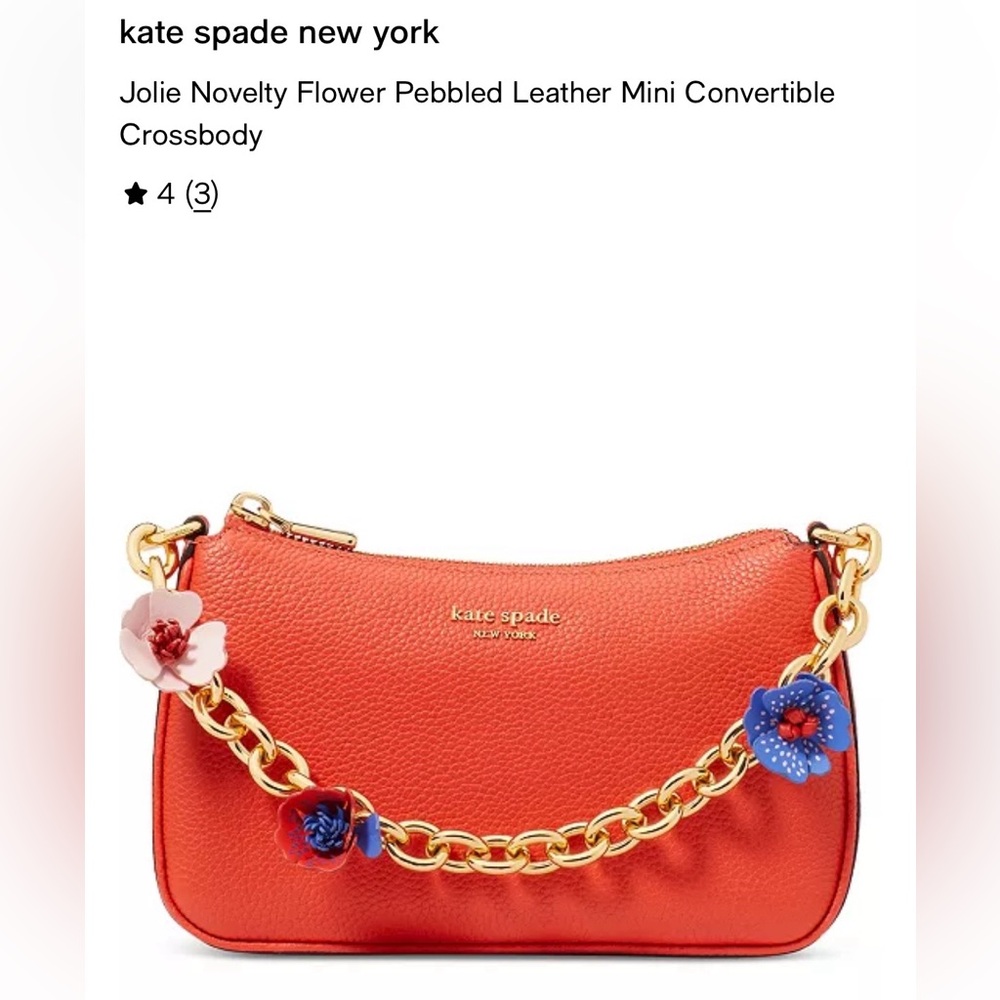 Kate Spade Pebble Leather Jolie Novelty Flower Top Handle /Crossbody /Clutch